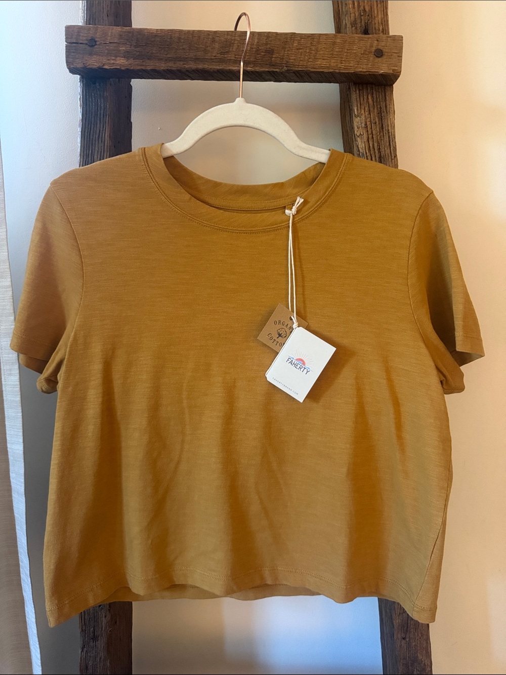 Faherty Crop Tee - Mustard